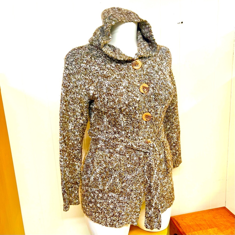 #033 Cardigan with hoodie, 29% Wool, M/L